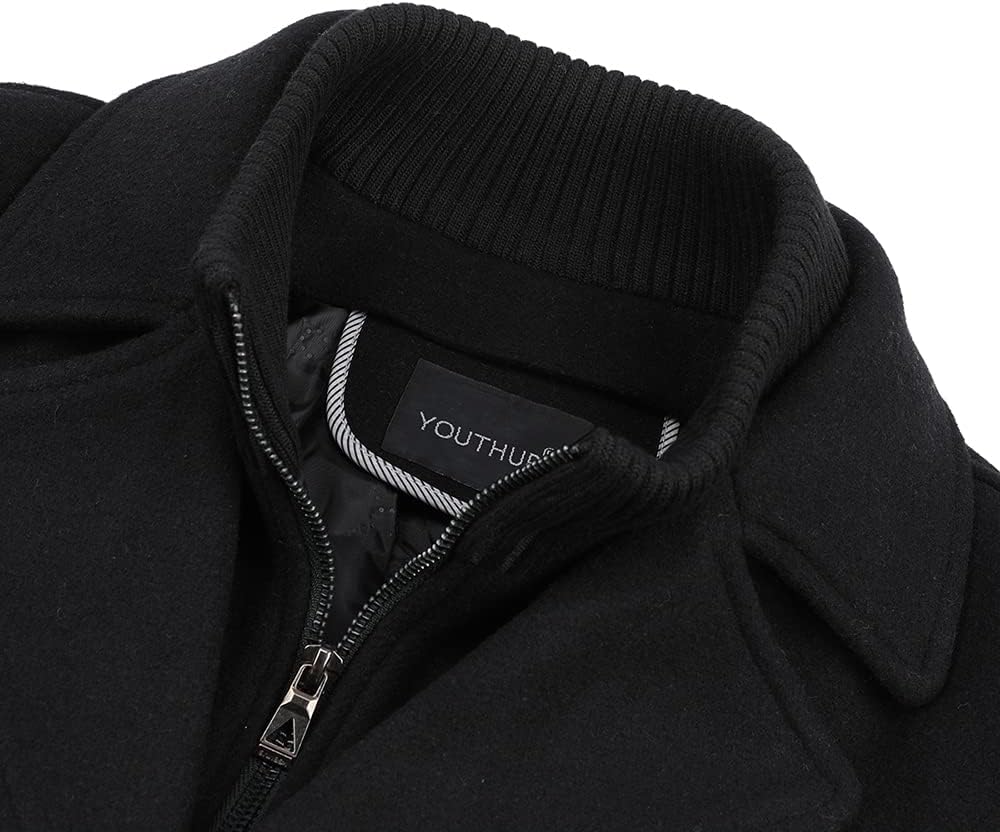 YOUTHUP Herren Wollmantel Dick Winter Kurzmantel Regular Fit Wintermantel Freizeit Herrenmantel Über