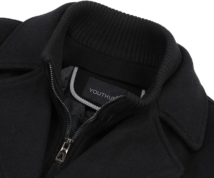 YOUTHUP Herren Wollmantel Dick Winter Kurzmantel Regular Fit Wintermantel Freizeit Herrenmantel Über