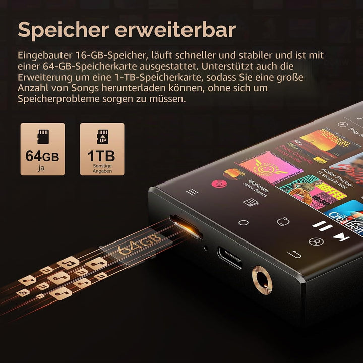 HiFi MP3 Player, Oilsky 80GB Android 9.0 Spotify MP3 mit Bluetooth und WiFi, 2,8&