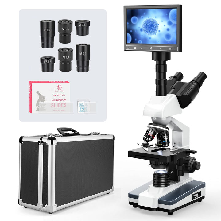 Vabiooth Laborkomplexes Trinokulares Mikroskop mit 40X-2000X Vergrösserung und 5MP 7-Zoll LCD-Bildsc