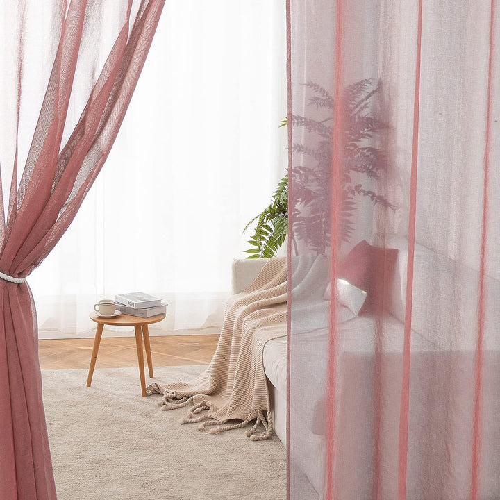 MIULEE Sheer Voile Vorhang Weihnachtsdeko mit Ösen Transparente Optik Gardine Ösenvorhang Ösenschal