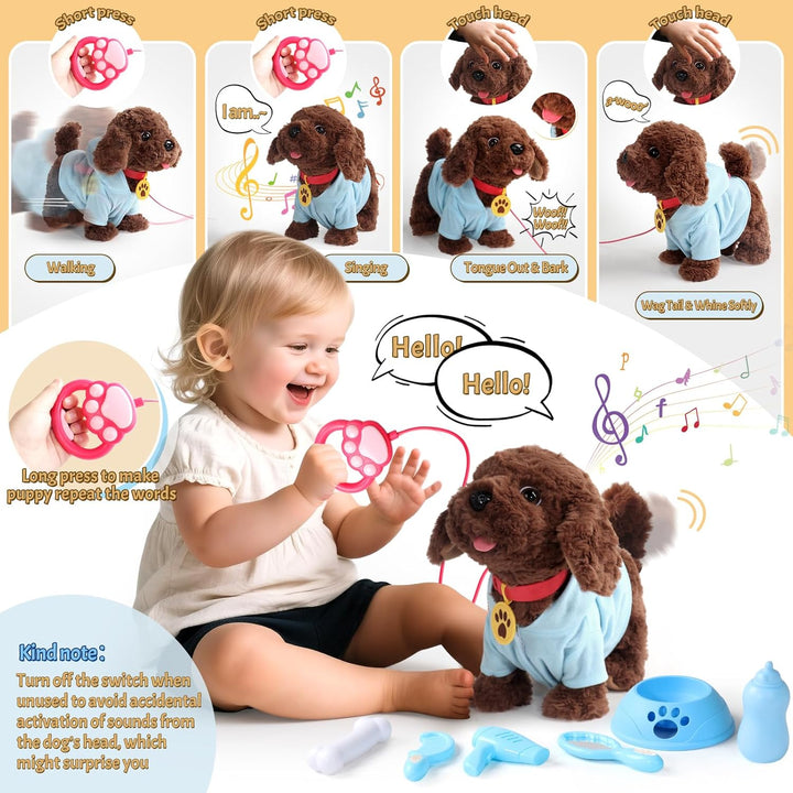 jerryvon Hund Spielzeug Kinder-Spielzeug Ab 2 Jahre Mädchen Dog Spiel Kuscheltier Hund Mit Leine der
