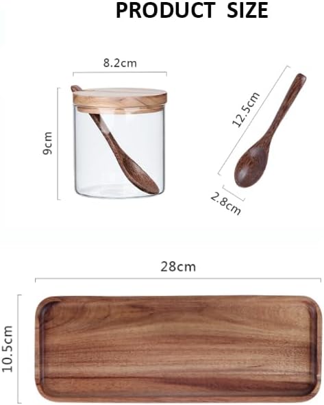 Gewürzgläser 3er Set 8.5oz/250ml Glas Gewürzbehälter mit Bambus-Deckel, Löffel und Tablett, Gewürzdo