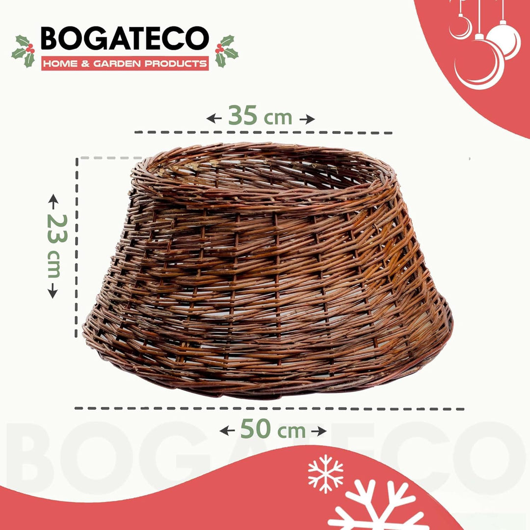 BOGATECO Weidenkorb für den Weihnachtsbaum 50cm Durchmesser | Weihnachtsbaum Rock aus Weide | Weihna