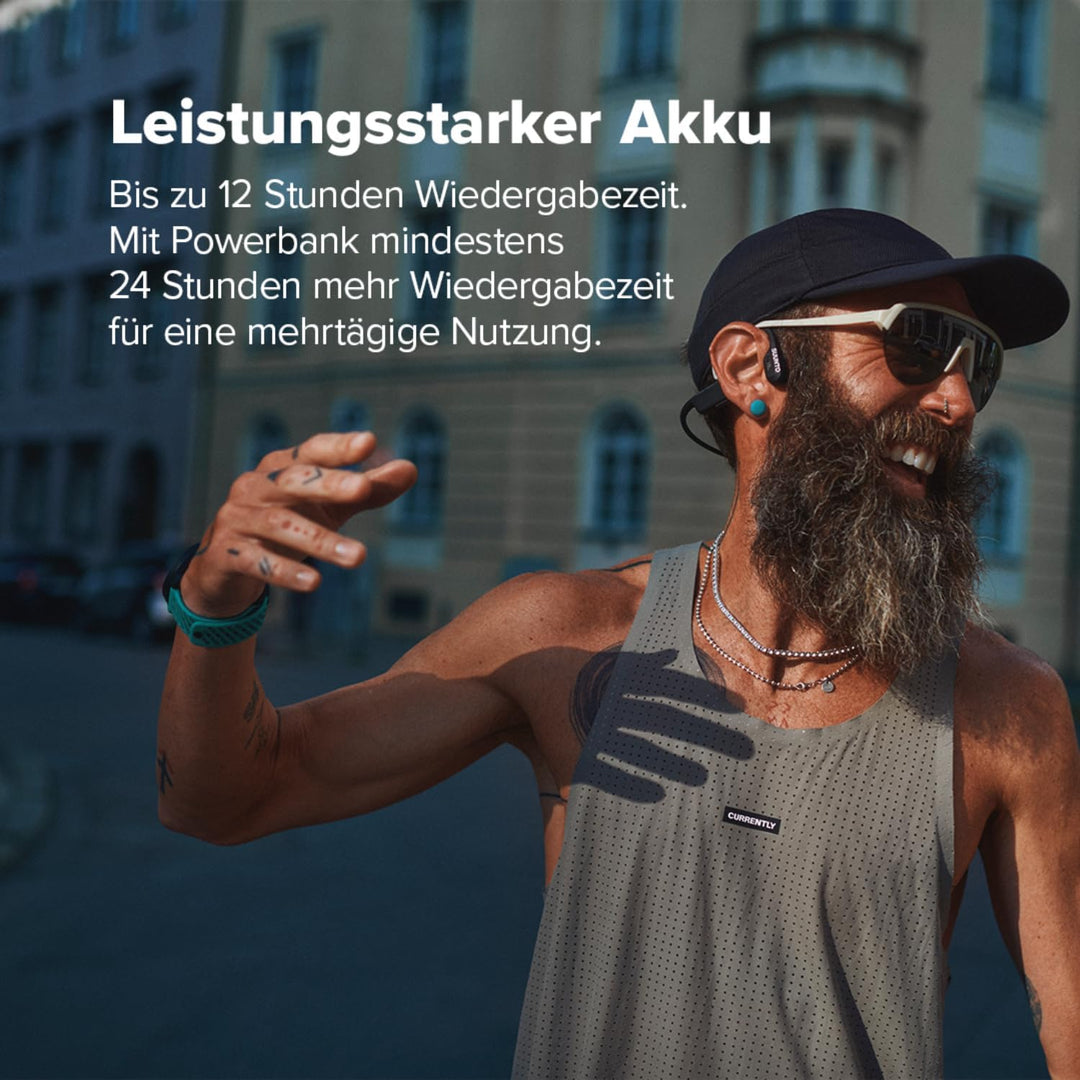 SUUNTO Wing 2 Knochenschall Kopfhörer, Open-Ear Sport Ohrhörer, IP66 Wasserdicht, Bis zu 36 Std Akku