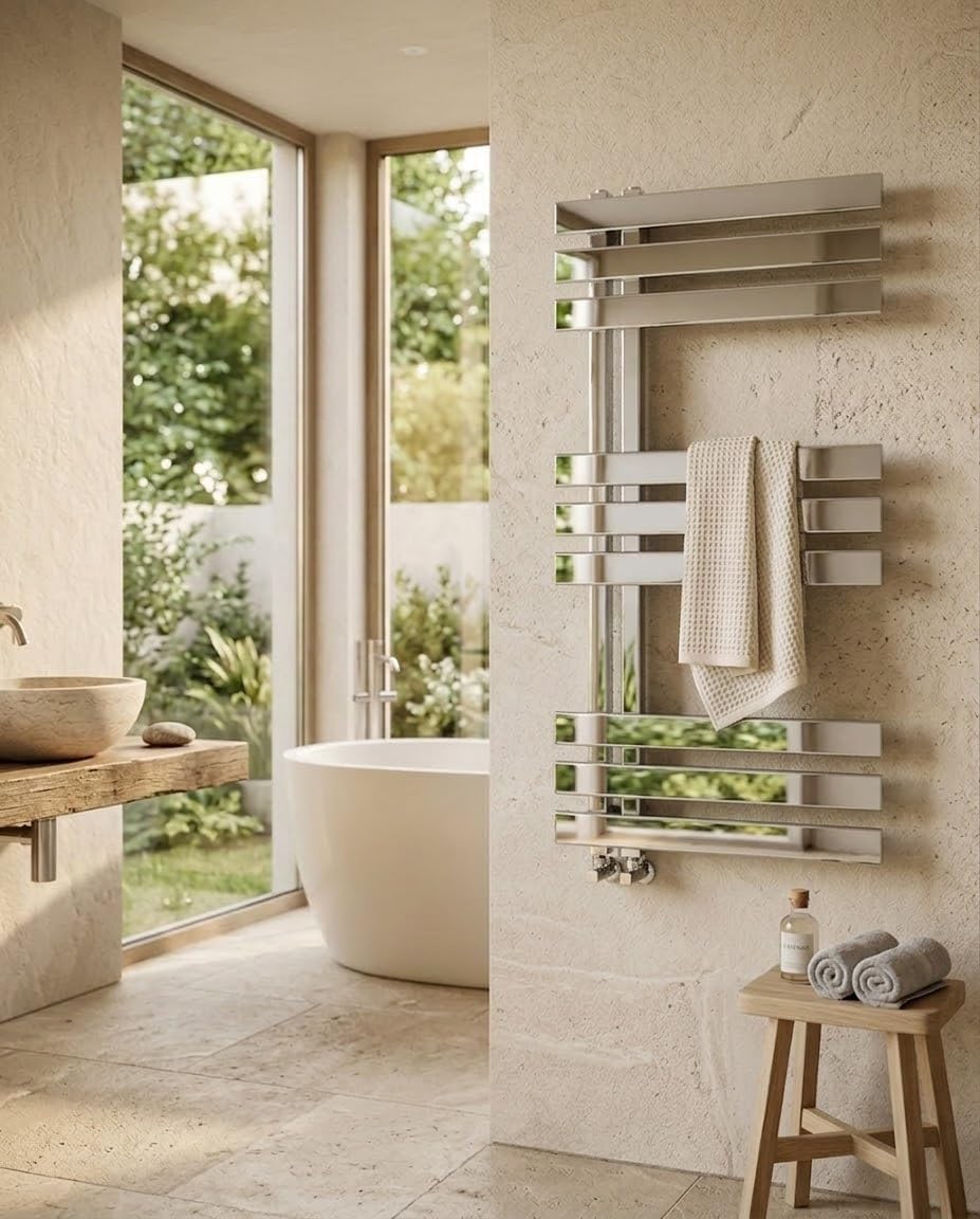 Aspira Home Moderner Design Badheizkörper „Rosy“ - Chrom - Mittelanschluss 1/2“ - 500x800mm - Handtu