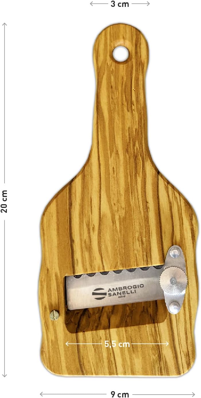 Sanelli Ambrogio 1741.000 Affettatartufi Feinhobel Olivenholz mit Wellenschliff, Holz, Braun, 23.0 x