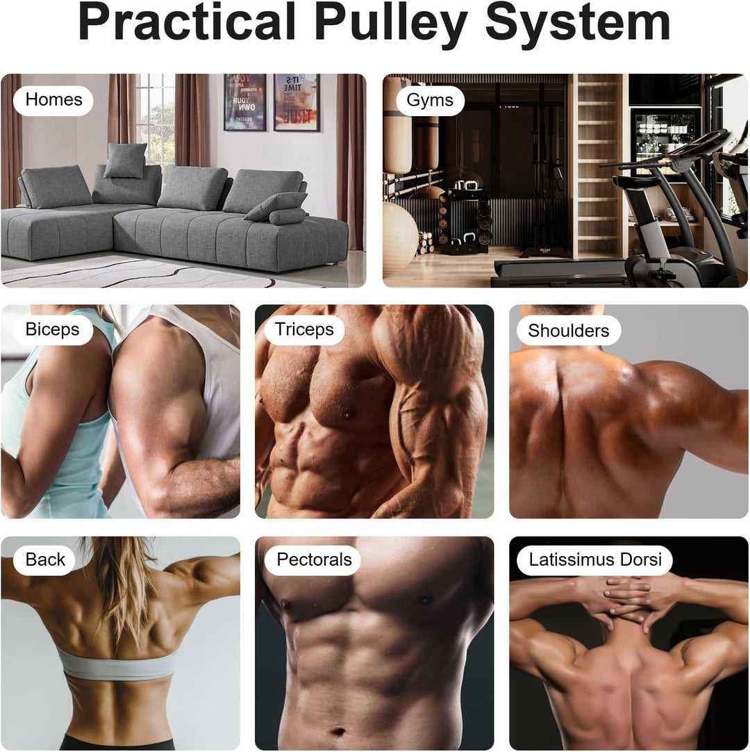 Seilzug Fitness | Seilzugsystem mit 2-in-1-Stange und Trizepsseil | Kabelzugstation | Kabelzug Fitne
