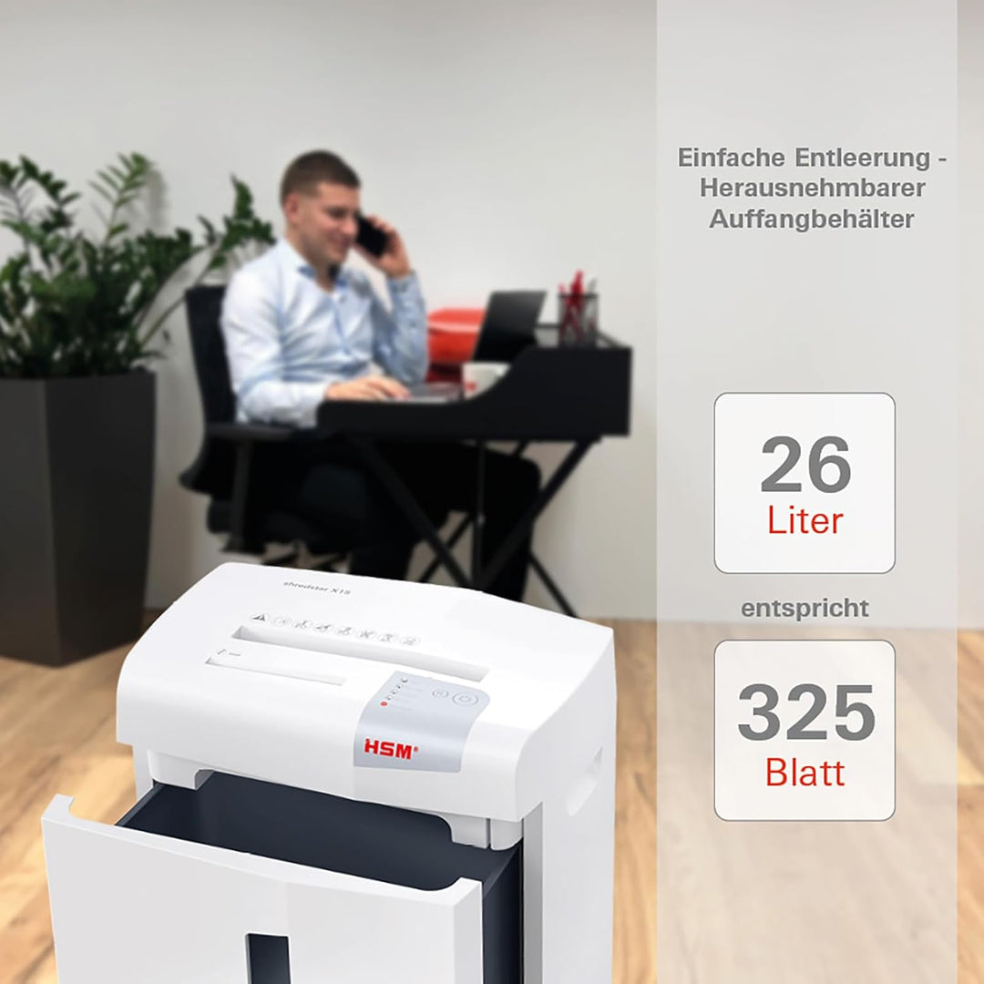 HSM shredstar X15 Aktenvernichter, Sicherheitsstufe P-4, 15 Blatt (Partikelschnitt) mit CD-Schredder