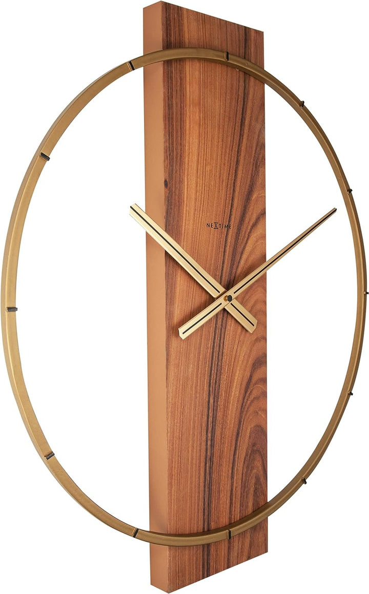 NeXtime Wanduhr "CARL", lautlos, aus Holz, Braun, 58,2 x 50,8 cm