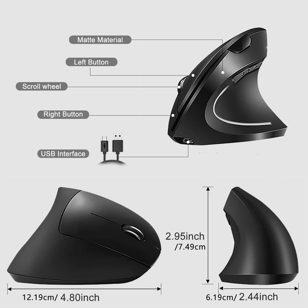 2.4G Wireless Vertikale Ergonomische, Wiederaufladbar, Optische Maus Vertical Ergonomic Optical Mous
