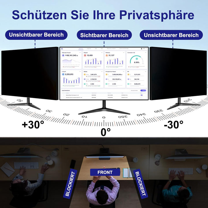 23 Zoll Monitor Blickschutzfilter für 16:9 Seitenverhältnis, Blendfrei Blaulichtfilter Computer Priv