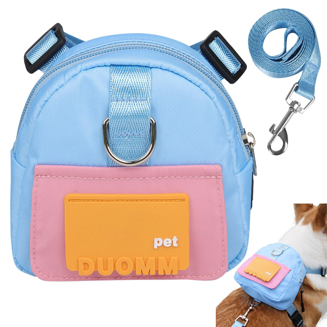 PETCUTE Hunderucksack Geschirr für Hunde,Hunderucksack mit Leine,Haustiergeschirr mit Kotbeutelspend