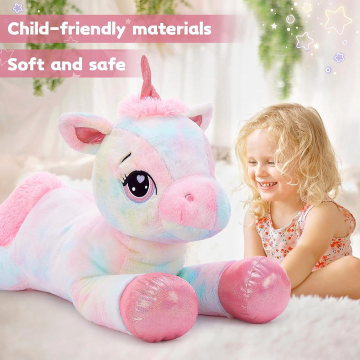 MorisMos riesen Einhorn Kuscheltier XXL,110cm Pink Rosa gross Einhorn plüschtier Stofftier, Geburtst