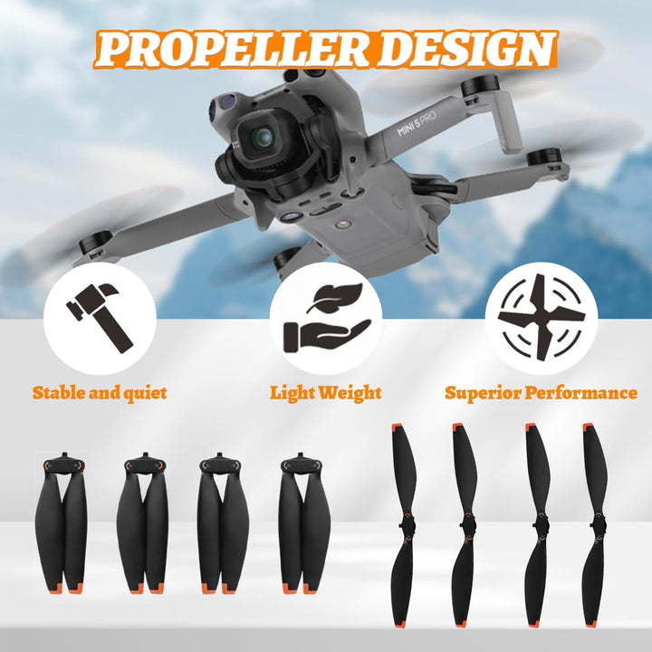 8 Stück Propeller für DJI Mini 5 Pro | Drohnen Propeller Blätter Ersatzpropeller geräuscharme Blätte