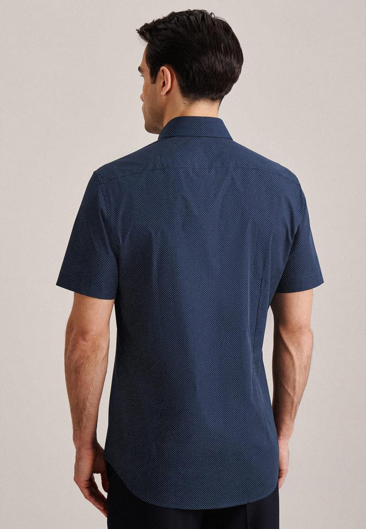 Seidensticker Herren Shaped Fit Kurzarm Hemd Shirt 38 Dunkelblau, 38 Dunkelblau