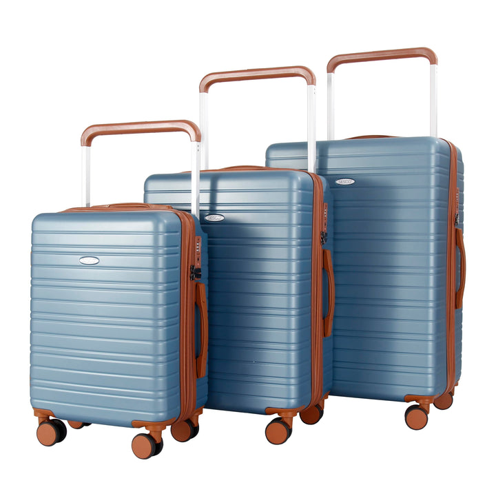 SESCO Reisekoffer Premium-Kofferset 3tlg. Koffer Trolleys Handgepäck Set, breiter Griff, TSA (blau/b