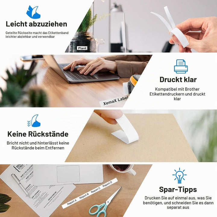 3x XemaX Kompatibel Schriftband Ersatz für Brother P-touch Bänder 18mm TZe-641 TZe 0,7&