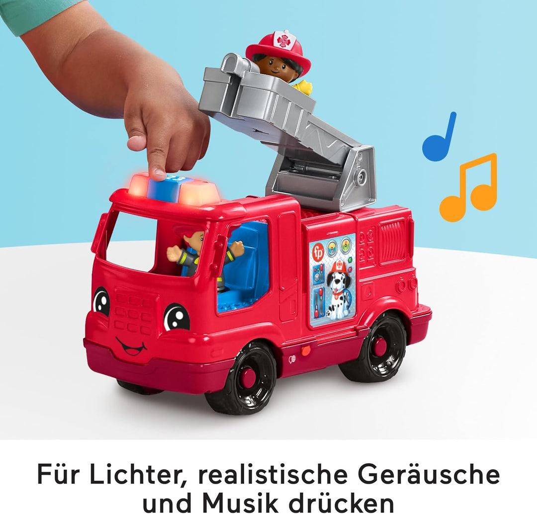 Fisher-Price Little People Spielzeug-Feuerwehrauto zum Schieben für Kleinkinder, mit Musik und 2 Fig