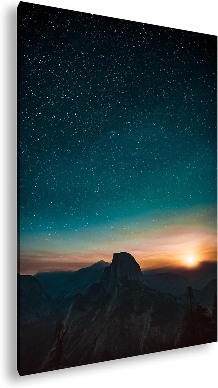 deyoli atemberaubender Sternenhimmel bei Sonnenaufgang Format: 100x70 als Leinwandbild, Motiv fertig