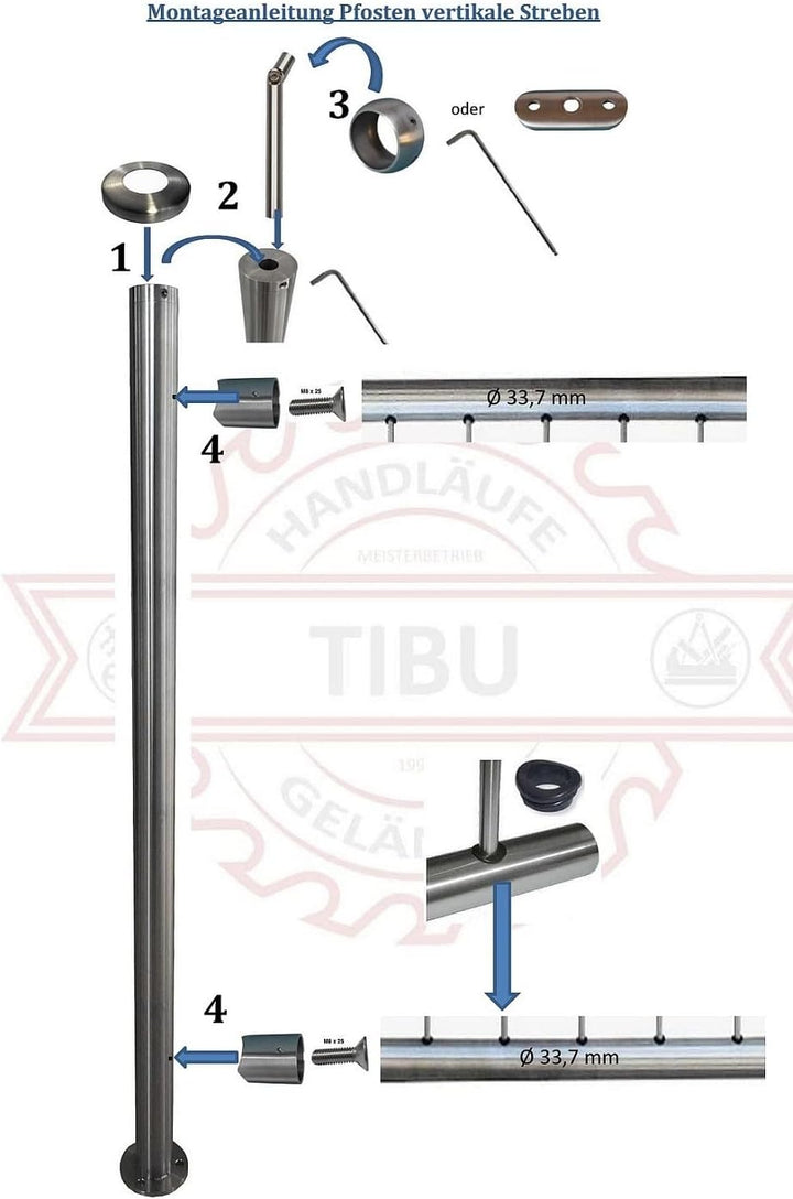 TIBU Geländer senkrechte Streben Balkon Terrasse Brüstung in der Länge: 1810 mm Höhe:900 mm 1810 mm