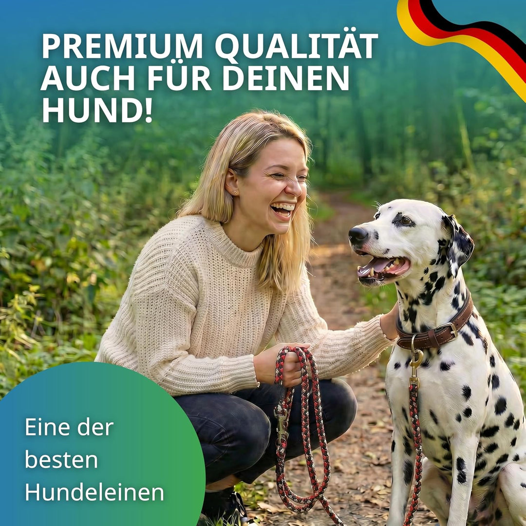 Geflochtene Hundeleine für grosse Hunde bis 60 kg | 4-Fach verstellbare Führleine | 2,80 m lang | Du