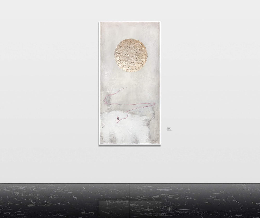 YS-Art Abstrakt Acryl Gemälde auf Leinwand mit Rahmen Weg zur Sonne handgemalt Wandbilder Wohnzimmer