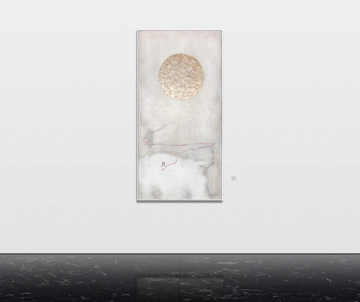 YS-Art Abstrakt Acryl Gemälde auf Leinwand mit Rahmen Weg zur Sonne handgemalt Wandbilder Wohnzimmer