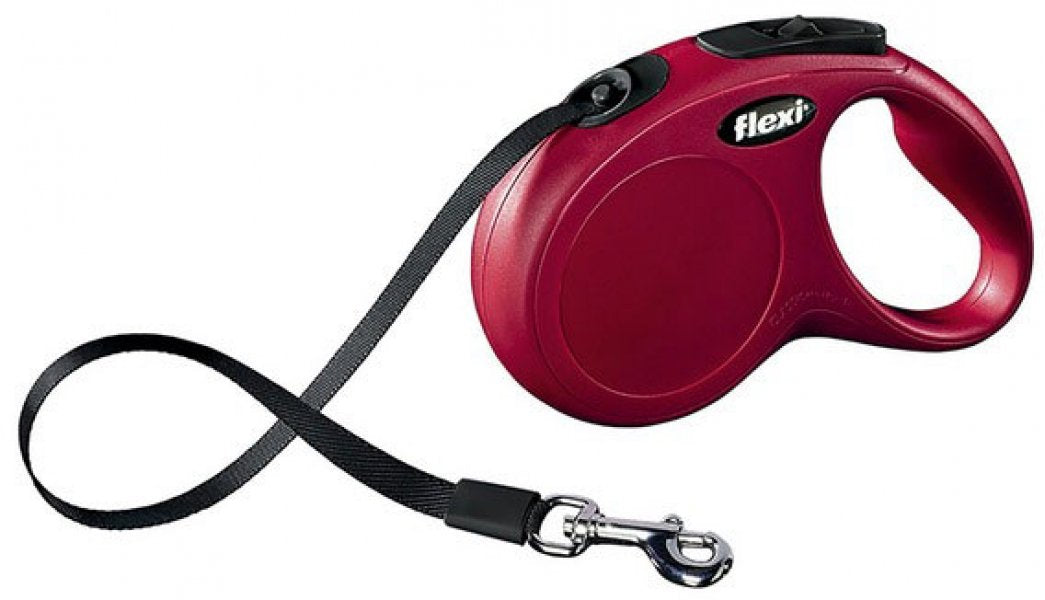 flexi Roll-Leine New Classic M-L Gurt 5 m rot für Hunde bis max. 50 kg, rot