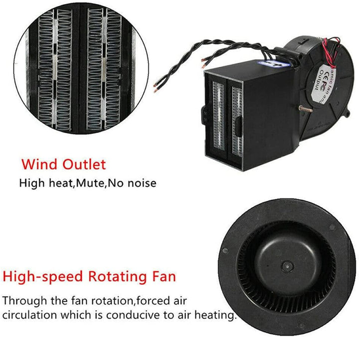 TOTMOX 12V 25A 150-350W Tragbare, einstellbare Autoheizung, Schnellheiz-Defroster, Auto-Keramik-Lüft