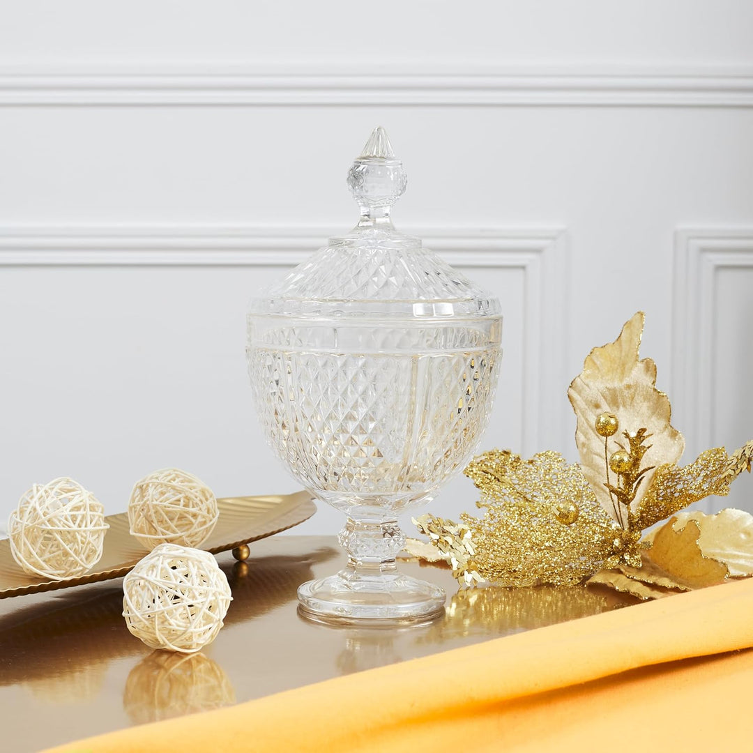 HOME DECO FACTORY, KA0543, Designer Candy Box in transparent Glass, Diamond Shape, ideal for Candies