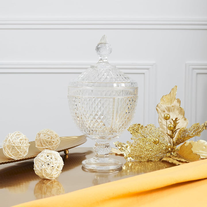 HOME DECO FACTORY, KA0543, Designer Candy Box in transparent Glass, Diamond Shape, ideal for Candies