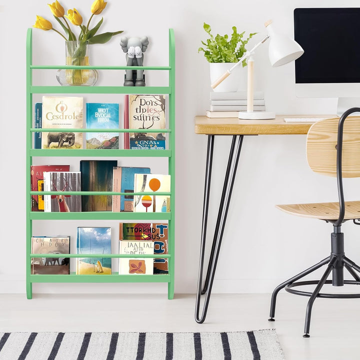 Kinderbücherregal mit Aufbewahrungsfach – Regenbogenfarben Bücherregal aus weicher Leinwand für Kind