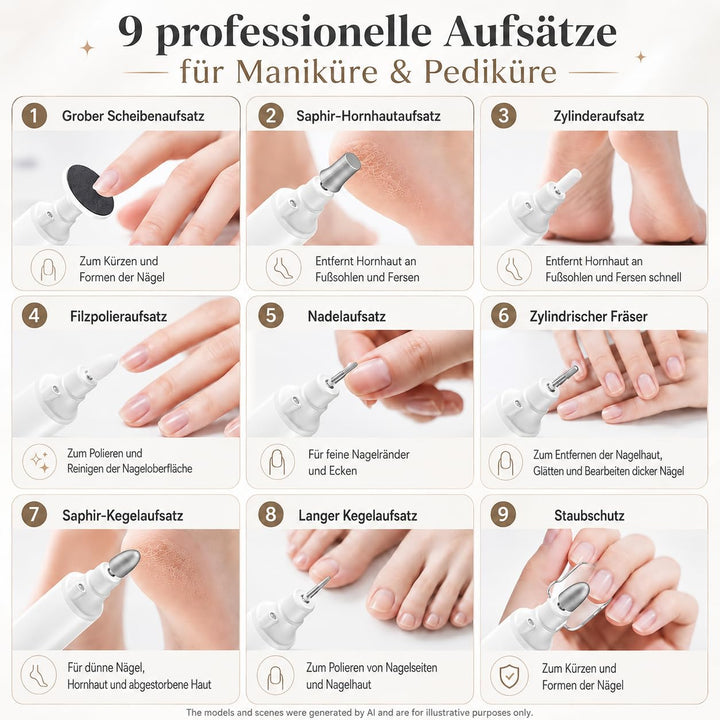 Nagelfräser Kabellose Elektrische Nagelfeile, Maniküre Pediküre Set 5 Elektrisch, Professionell Elek