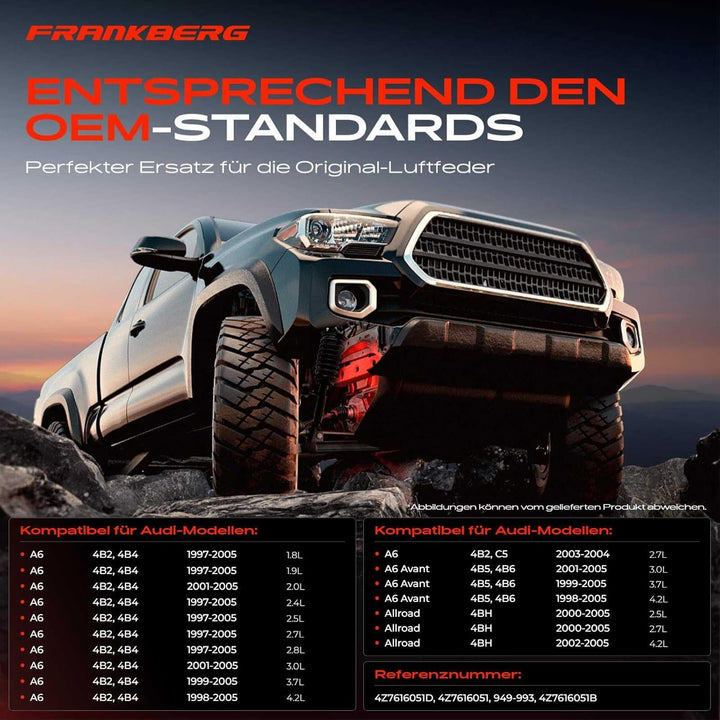 Frankberg 1x Luftfederung Luftfeder Vorderachse Links oder Rechts Kompatibel mit A6 4B C5 1.8L-4.2L