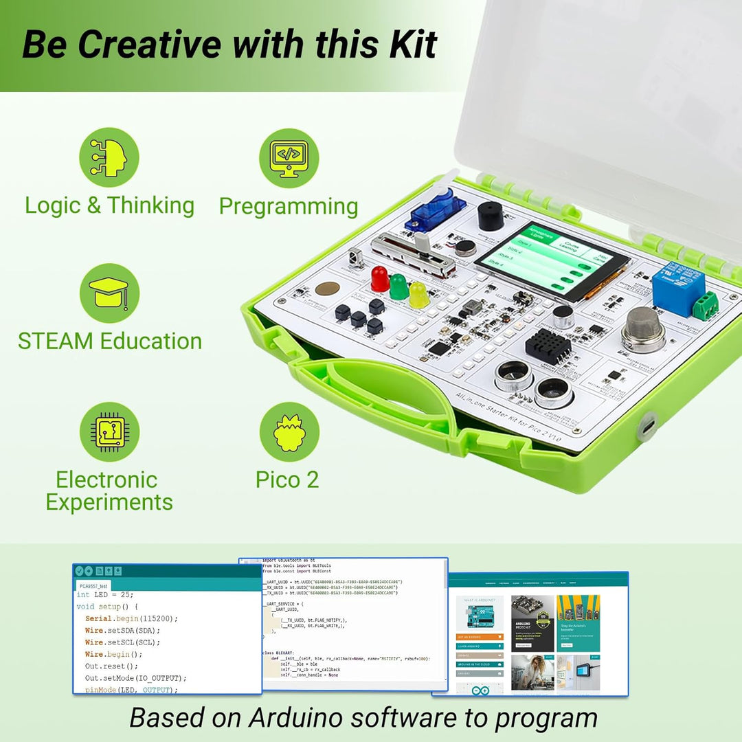 ELECROW All-in-One Kit für Pico 2 RP2350: 17 Sensoren, 21 Lektionen & Online-Tutorials auf Einer Pla