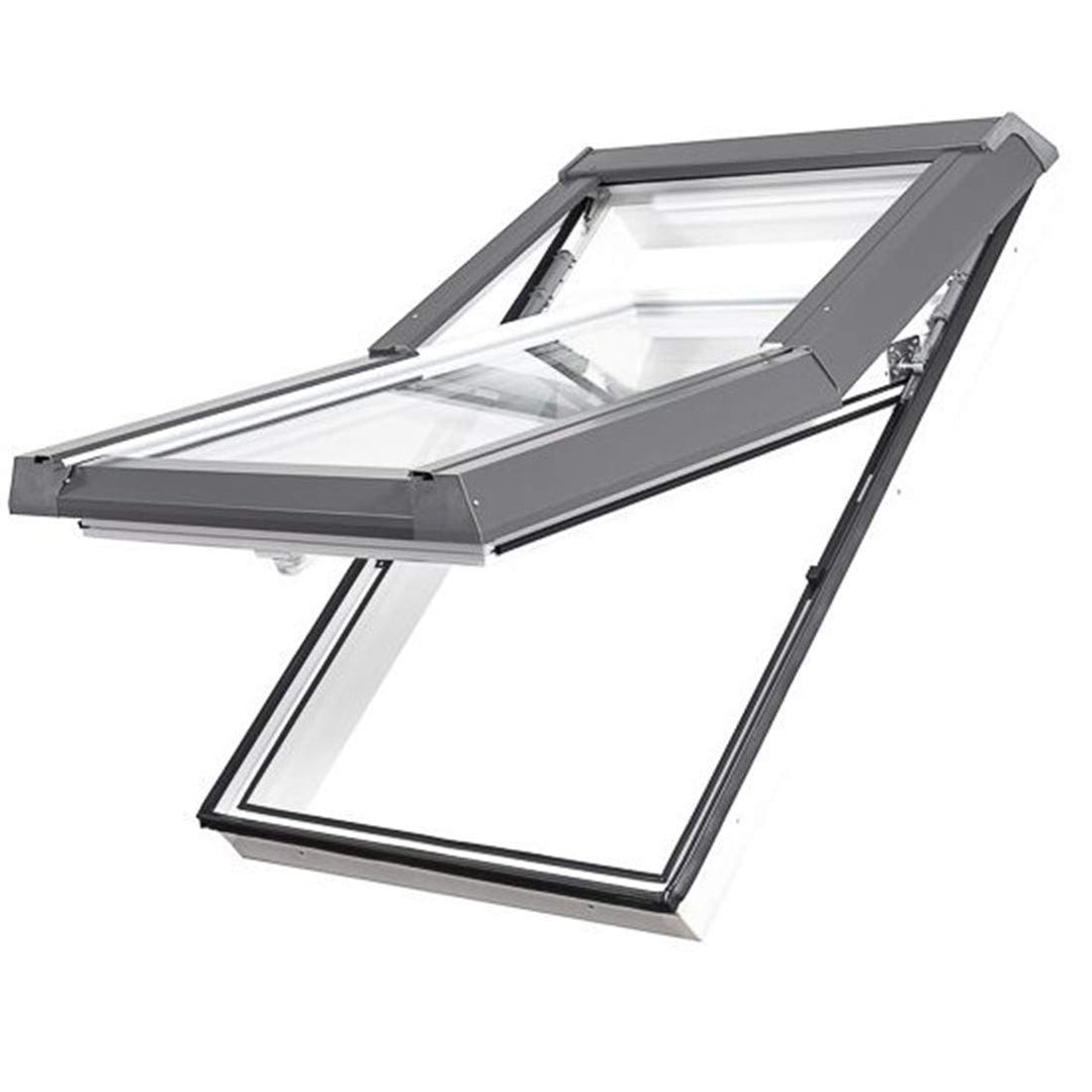 Kunststoff Dachfenster 78x140 cm - Günstig! Blitzversand! - Hoch-Schwingfenster SKYLIGHT PVC mit 2-f