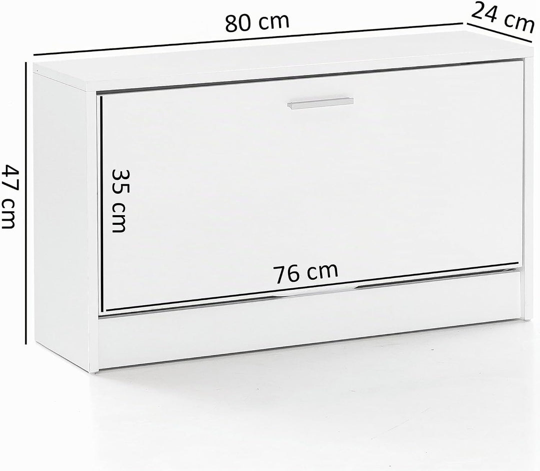 Wohnling Schuhbank Split mit Sitzfläche Weiss Schuhkipper Holz 80 x 47 x 24 cm, Flurbank klein gesch