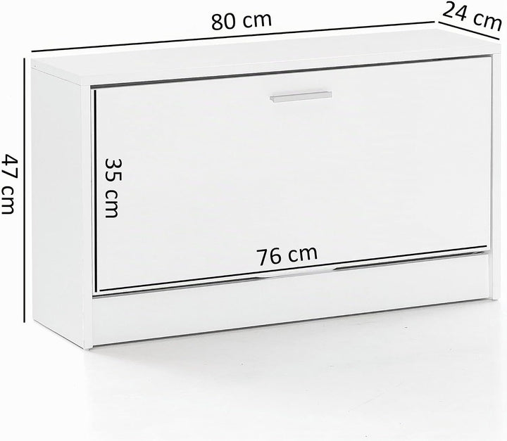 Wohnling Schuhbank Split mit Sitzfläche Weiss Schuhkipper Holz 80 x 47 x 24 cm, Flurbank klein gesch