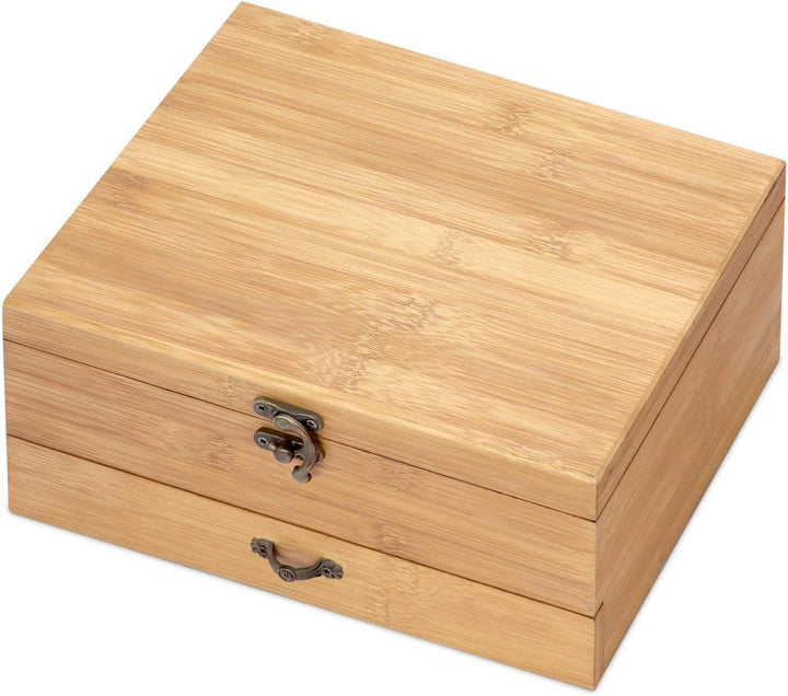 Maverton Weinöffner-Set Weinset Sommelier Set - Geschenkbox Holzbox + 8er Weinzubehörset - aus Bambu