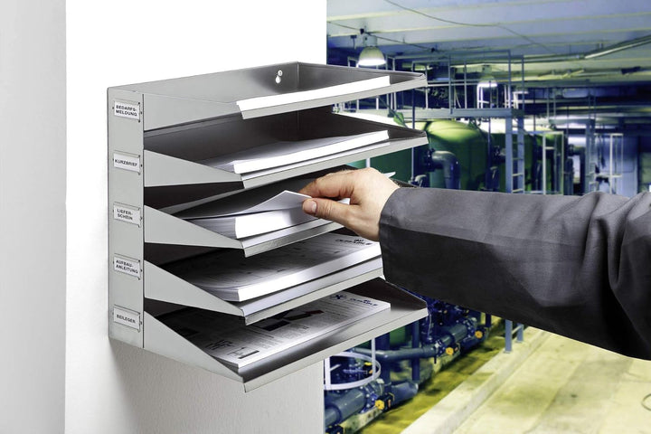 Durable Sortierreck (mit 5 Ablagefächern), für Tisch oder Wand, grau, 336010 Grau 5 Fächer, Grau 5 F