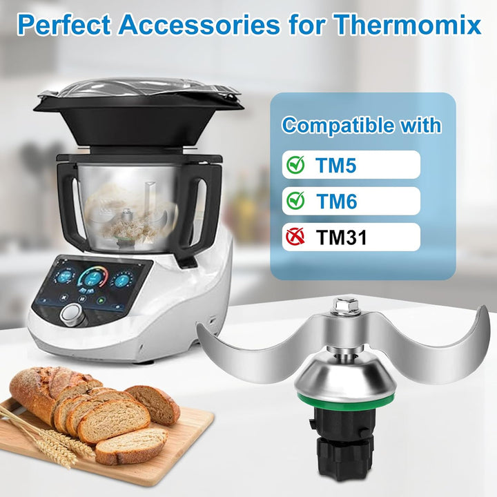 Teigmesser für Thermomix TM5 TM6, Edelstahl Teigmischmesser Messer, Mixmesser Ersatz Zubehör für Vor