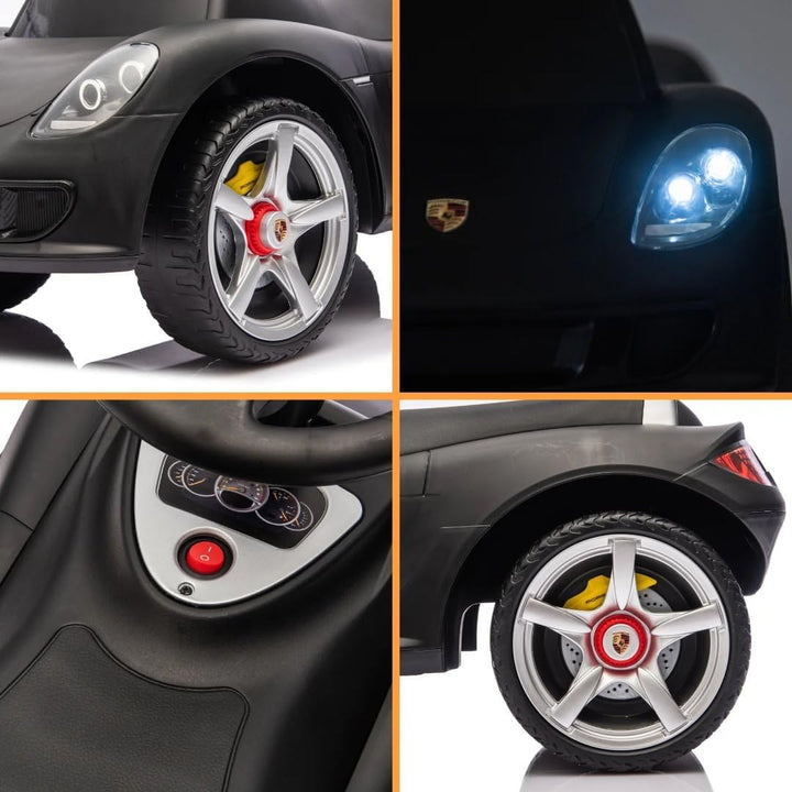 Porsche Carrera GT Rutschauto, 1–3 Jahre, mit Scheinwerfern, Schwarz, Schwarz