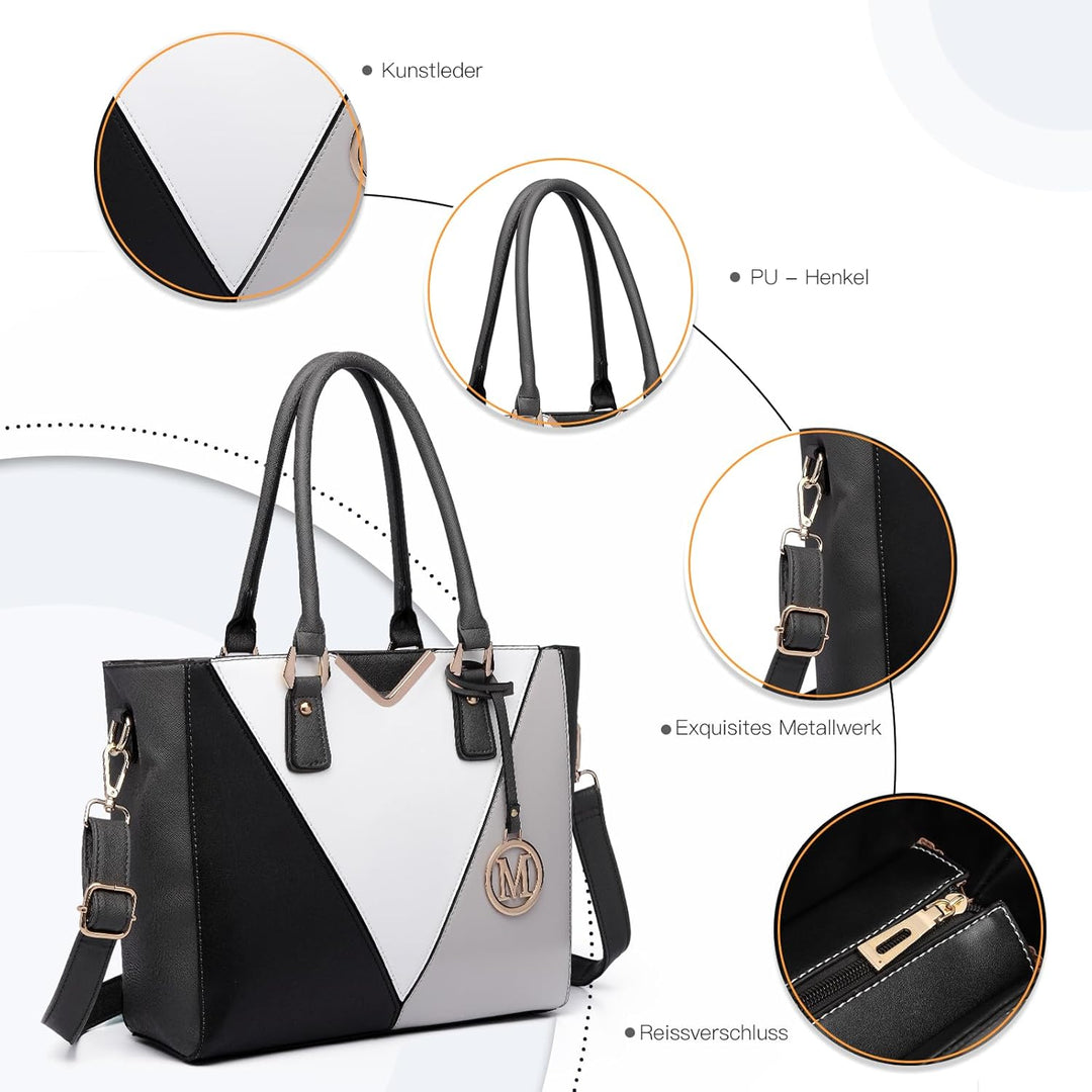 Miss Lulu Pu Ledertasche Damen Schultertasche Handtasche (Graue Ausgabe), Graue Ausgabe