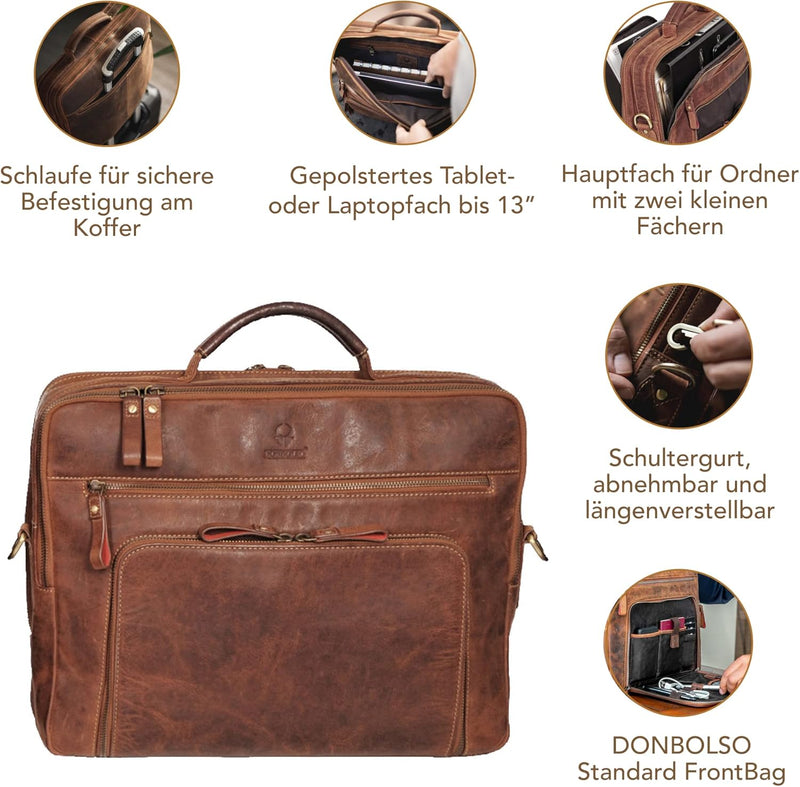 DONBOLSO Laptoptasche San Francisco I Leder Umhängetasche für Laptop I Aktentasche für Notebook in z