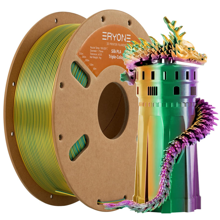 ERYONE Dreifarbiges Seiden PLA Filament 1.75mm,Seidiges Mehrfarbiges PLA-Filament für 3D-Drucker +/-