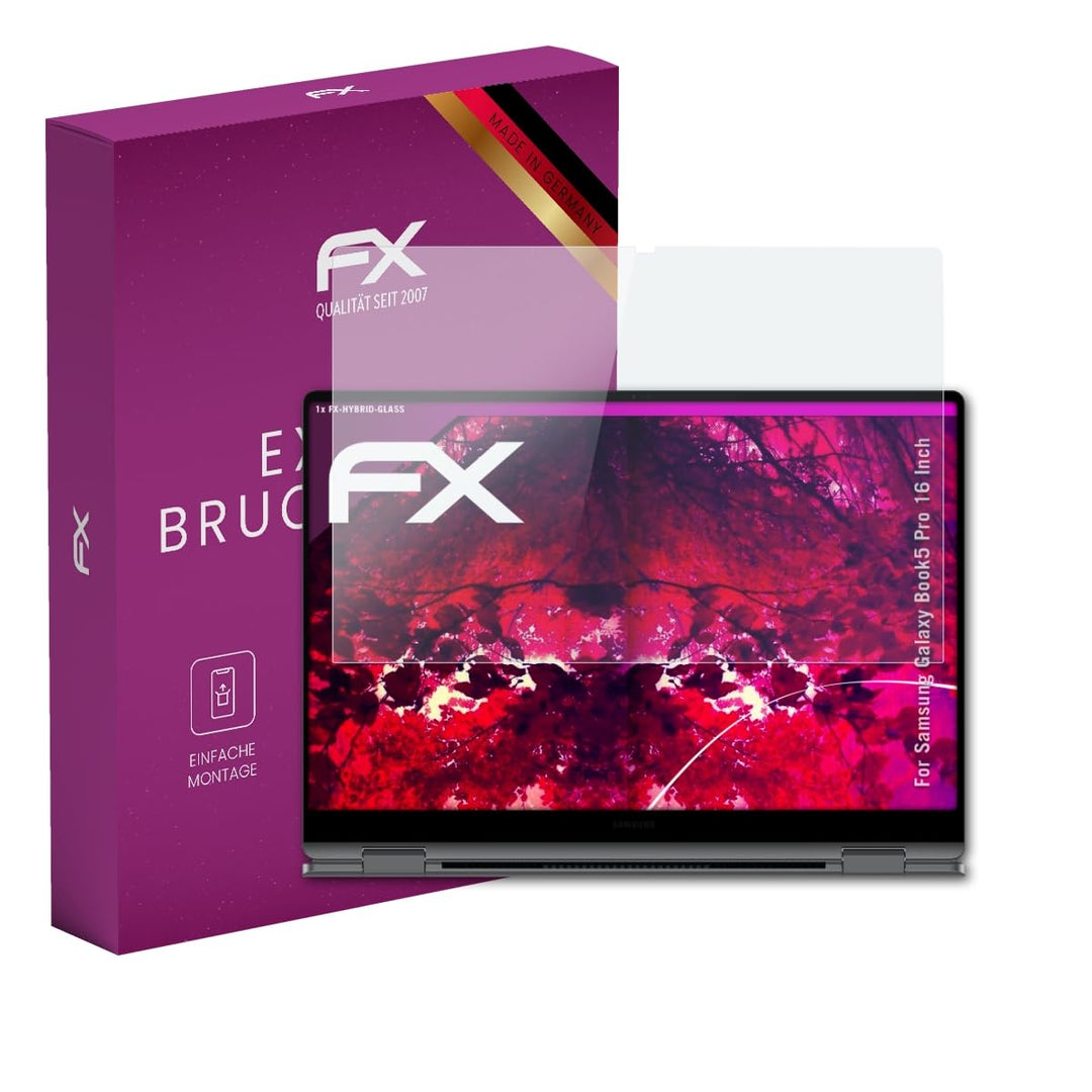 atFoliX Glasfolie kompatibel mit Samsung Galaxy Book5 Pro 16 Inch Displayfolie, 9H Hybrid-Glass FX S