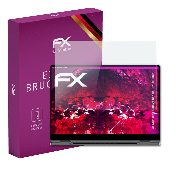 atFoliX Glasfolie kompatibel mit Samsung Galaxy Book5 Pro 16 Inch Displayfolie, 9H Hybrid-Glass FX S