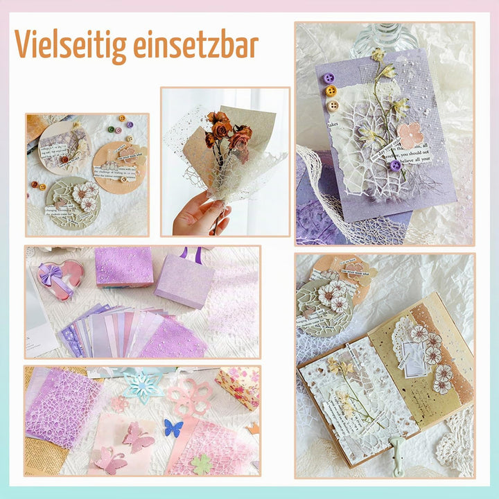 156 Blatt strukturiertes Scrapbook-Papier und Mesh-Gewebe sortiertes Set, 6er-Pack gemischtes Spezia