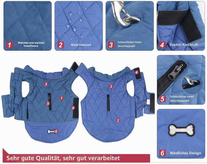 Idepet Winddichter Hundemantel Winter Warme Jacke,Anti-Schneeanzug Hundebekleidung für kleine mittel